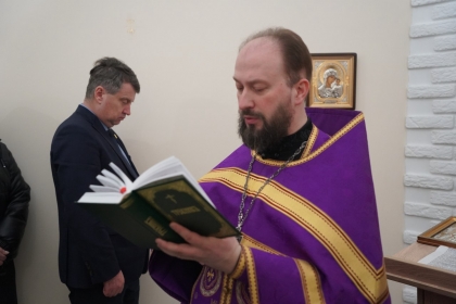 Священник поздравил сотрудников ГКСЭ с днём памяти их Небесного покровителя.